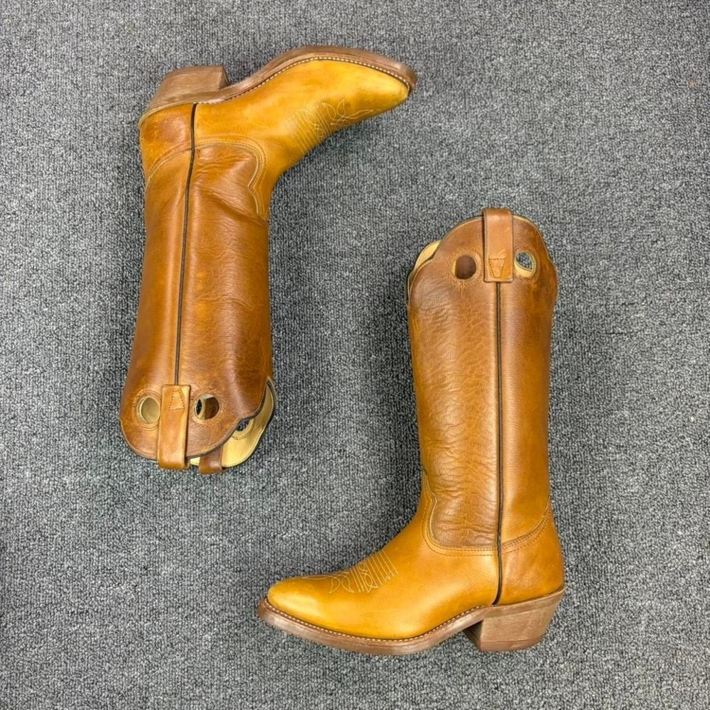 Vintage Durango Tan Brown Leather Rodeo Western‎ Cowboy Boots Size 6.5 D